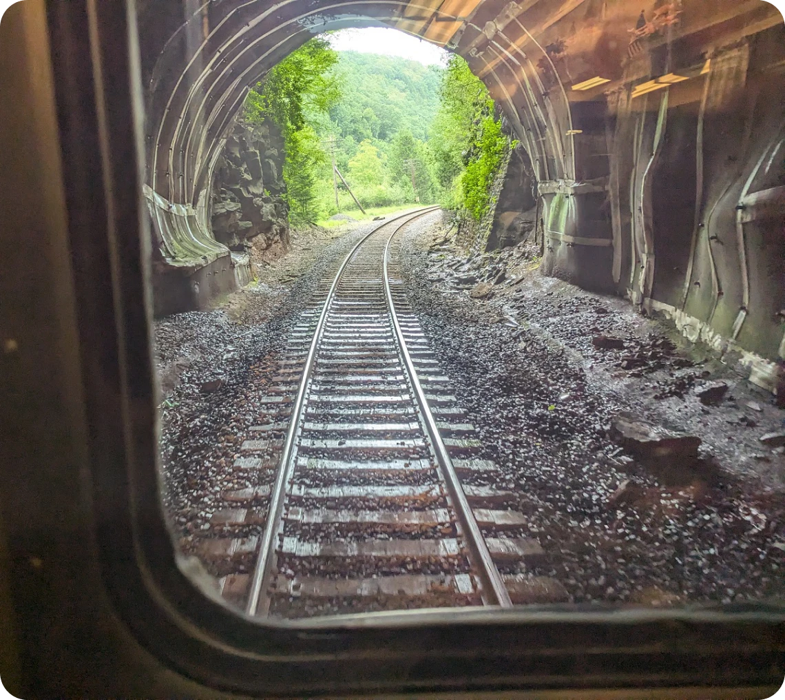 View from inside a train tunnel