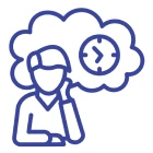 Individual pondering with clock icon