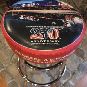 Stool with 250th anniversary American railroad seat