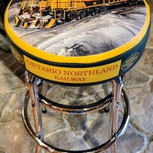 Stool topped with Ontario Northland Railway image