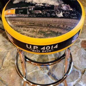Bar stool with Big Boy locomotive top
