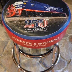 Stool featuring patriotic train 250th anniversary