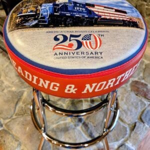 Blue locomotive 250th anniversary bar stool
